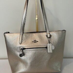 COACH TAYLOR GOLD METALLIC LEATHER TOTE